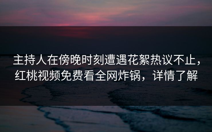 主持人在傍晚时刻遭遇花絮热议不止，红桃视频免费看全网炸锅，详情了解